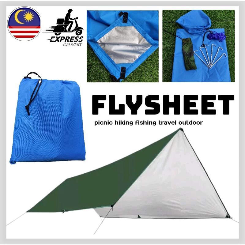 🔥3mx3m FLYSHEET silver coating🔥🇲🇾 CAMPING PICNIC Tarp FLYSHEET Tent KHEMAH Shopee Malaysia