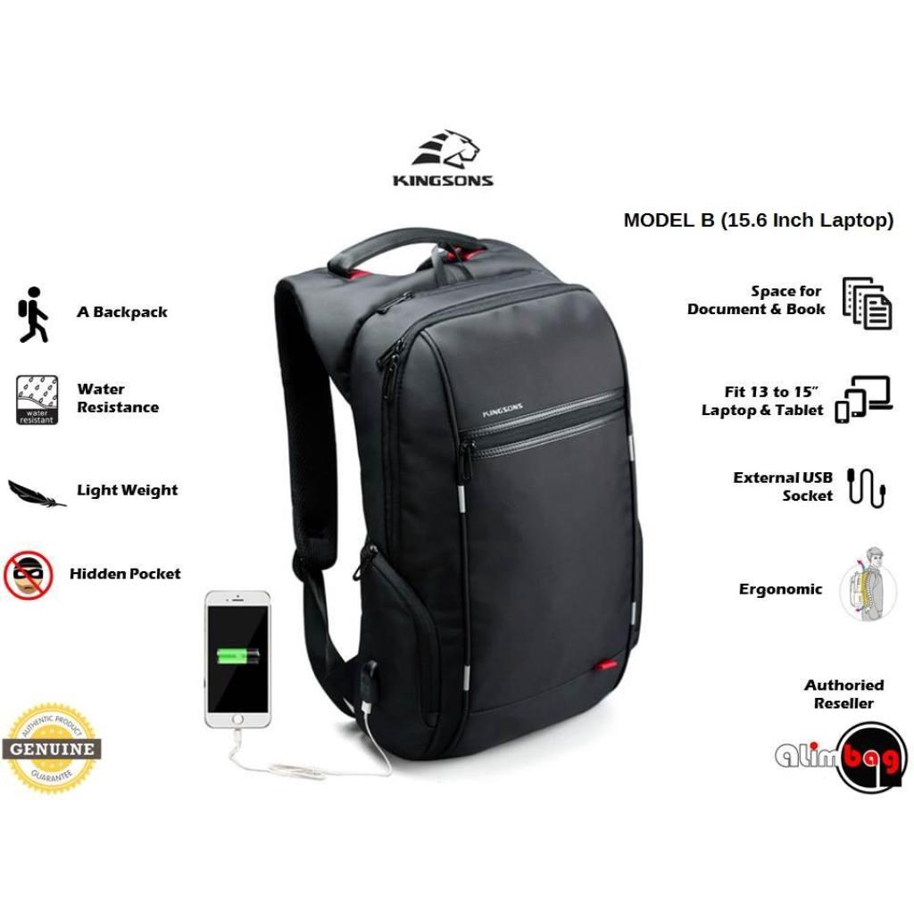 Kingsons KS3140W Smart Series17.3 Laptop Backpack - Black