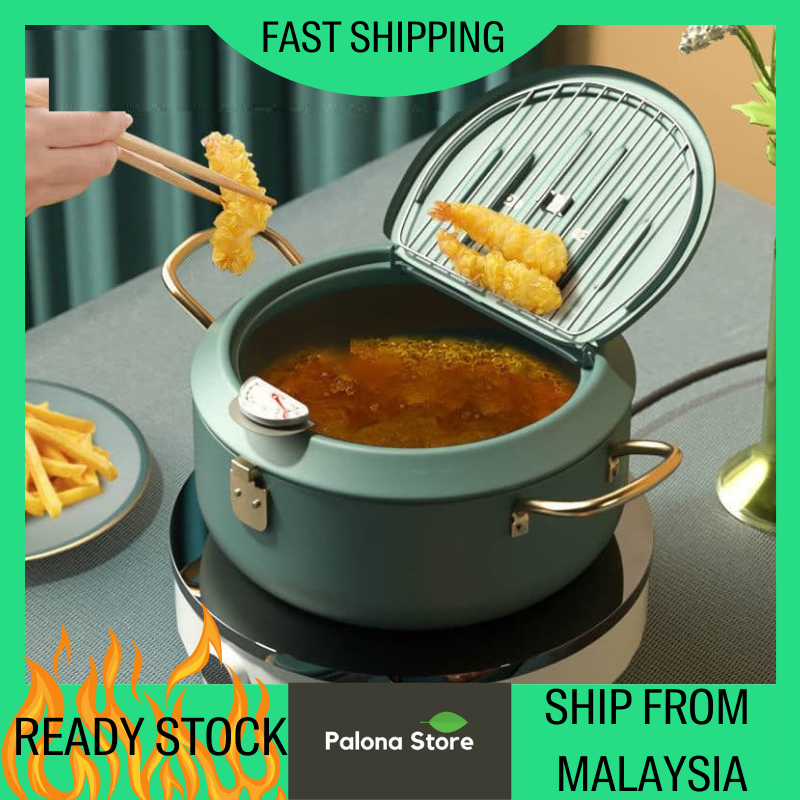 🔥🔥READY STOCK🔥🔥Japanese Tempura Deep Fryer Cooker 304 with Thermometer ...