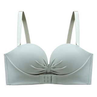 Female strapless bra small chest push up bra no steel ring comfortable  non-slip front buckle lingerie