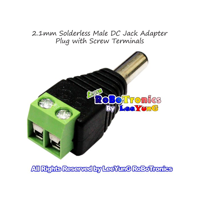 DC Power Male Jack Plug Adapter Female Connector 2.1x5.5mm Solderless ...