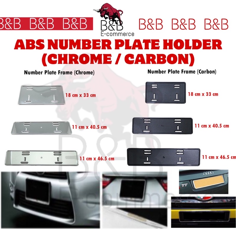 💥Ready Stock💥Universal PLASTIC ABS SILVER CHROME & Carbon NUMBER PLATE ...