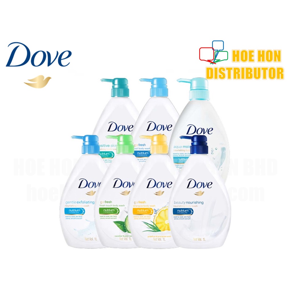 Dove Nutrium Moisture Body Wash Beauty Nourishing Sensitive Skin Gentle Exfoliating 1000ml 1l 7437