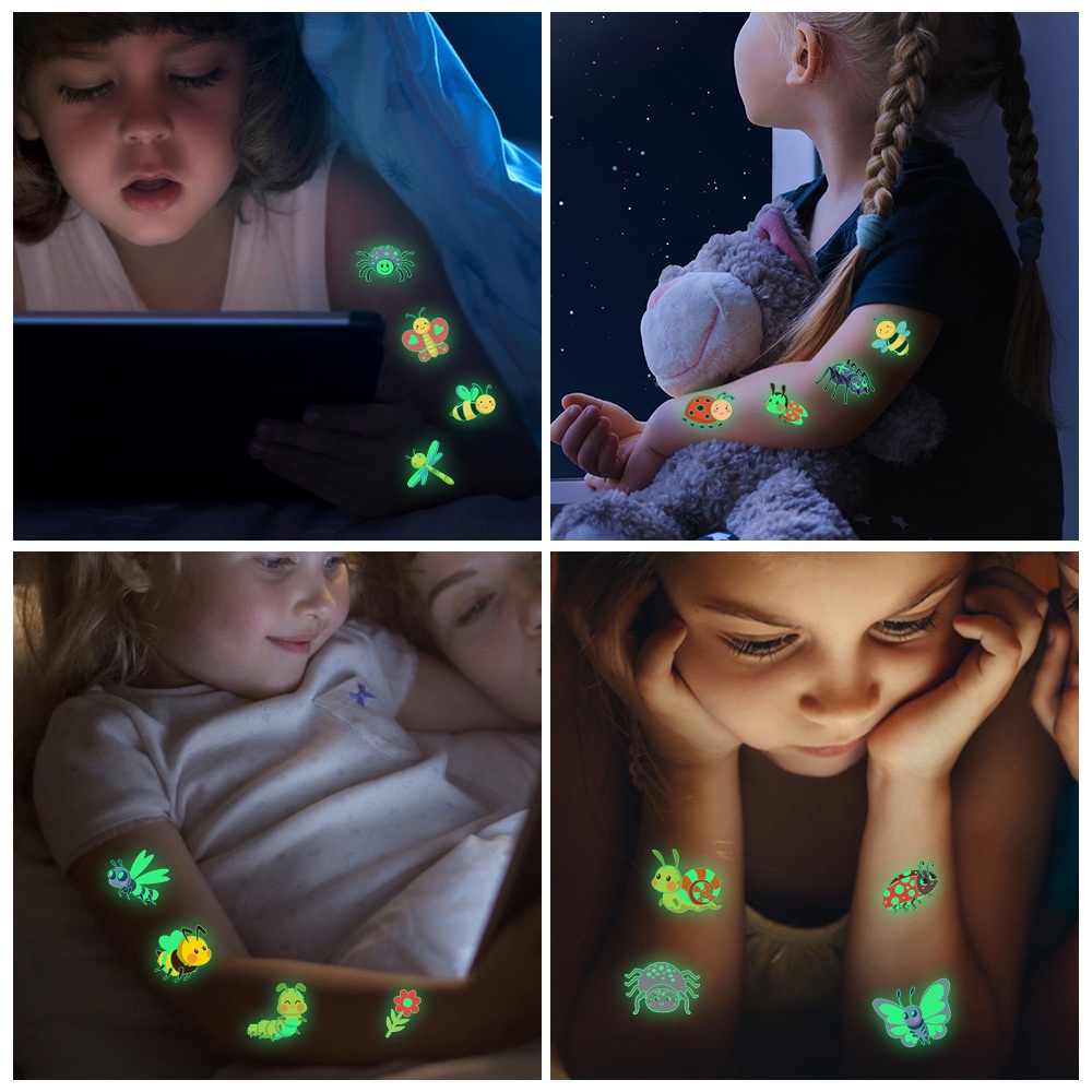 Tattoo Stickers Luminous Child Kid Temporary Fake Tattoos Glow Paste on ...
