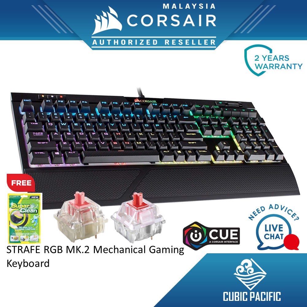 CORSAIR STRAFE RGB MK.2 Mechanical Gaming Keyboard Cherry MX Red/Silent ...