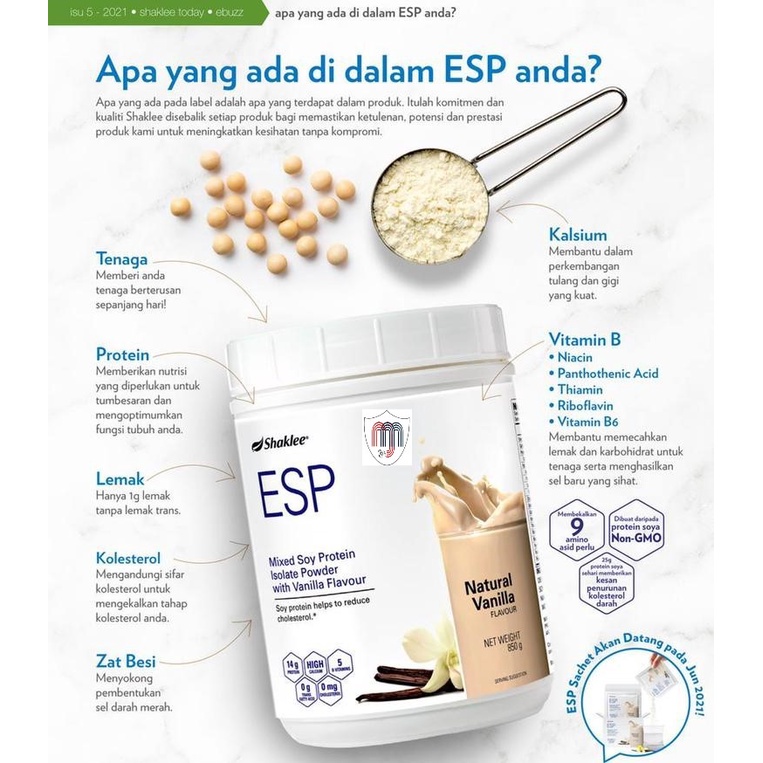 Shaklee ESP Mixed Soy Protein Isolate Powder with Vanilla Flavor