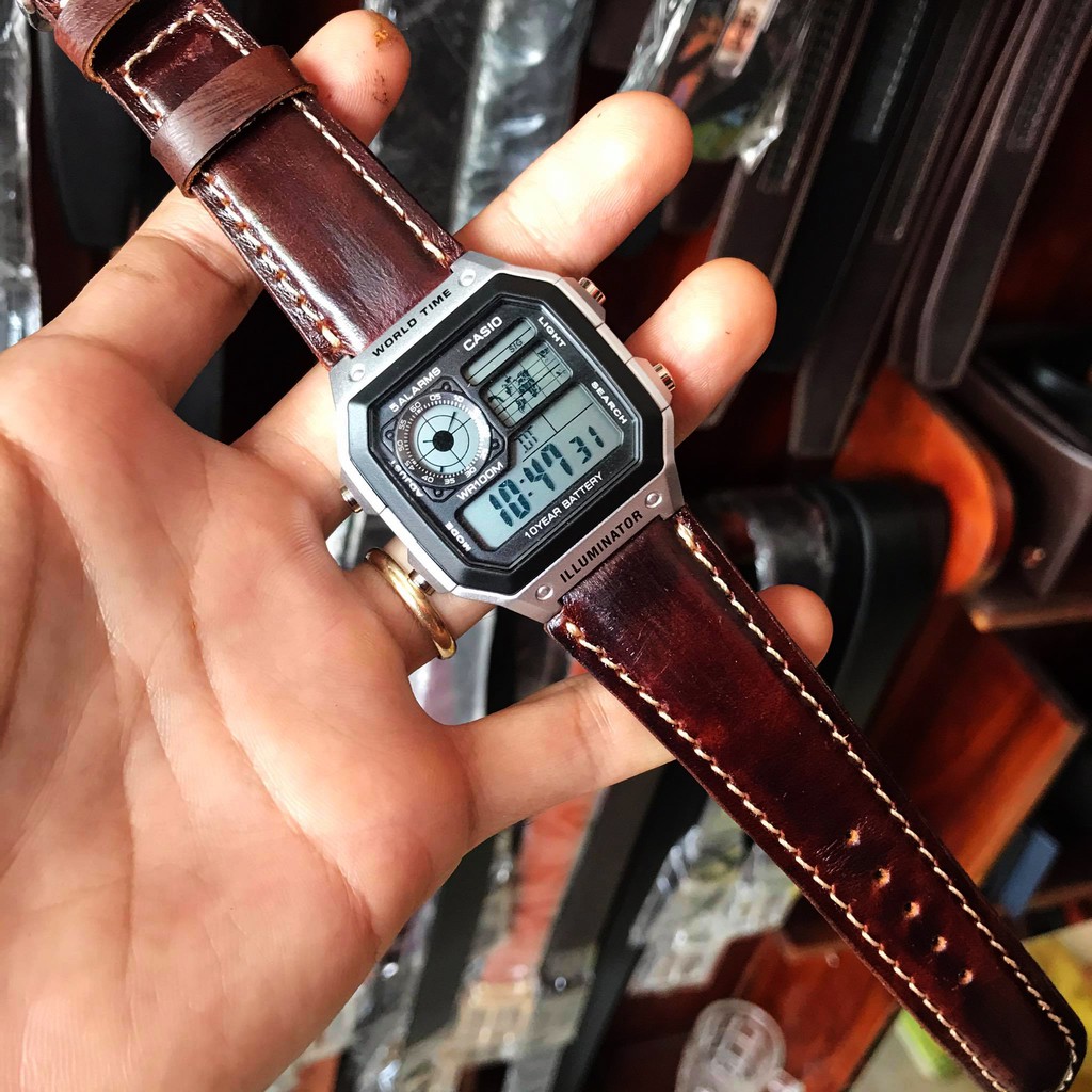 Casio world shop time leather strap