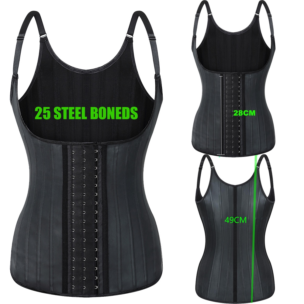 25 Steel Boned Latex waist trainer body shaper corset fajas