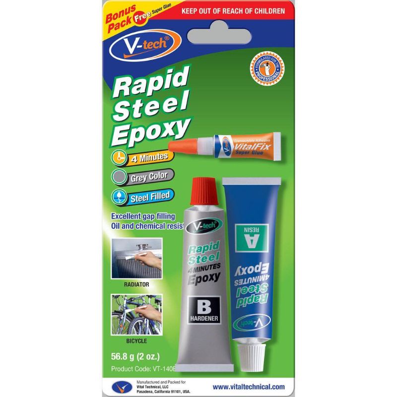 V-TECH VT-140B1 RAPID STEEL EPOXY 4 minutes FOC SUPER GLUE | Shopee ...