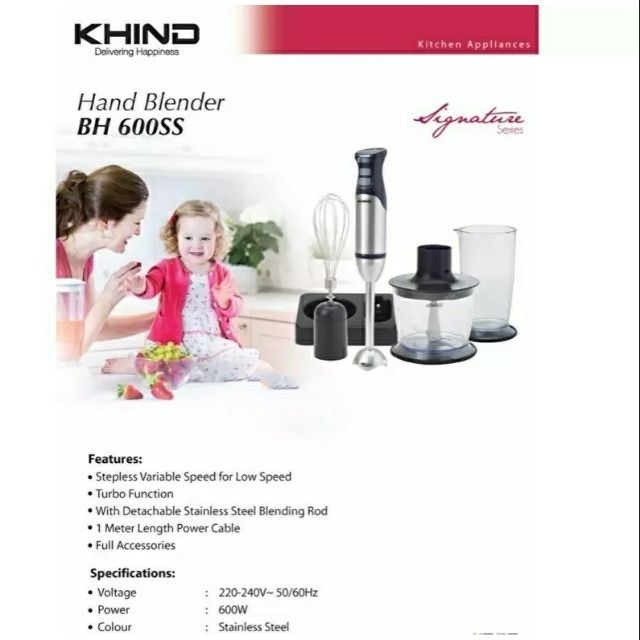Khind Hand Blender BH600SS Variable Speed Turbo Function Shopee Malaysia
