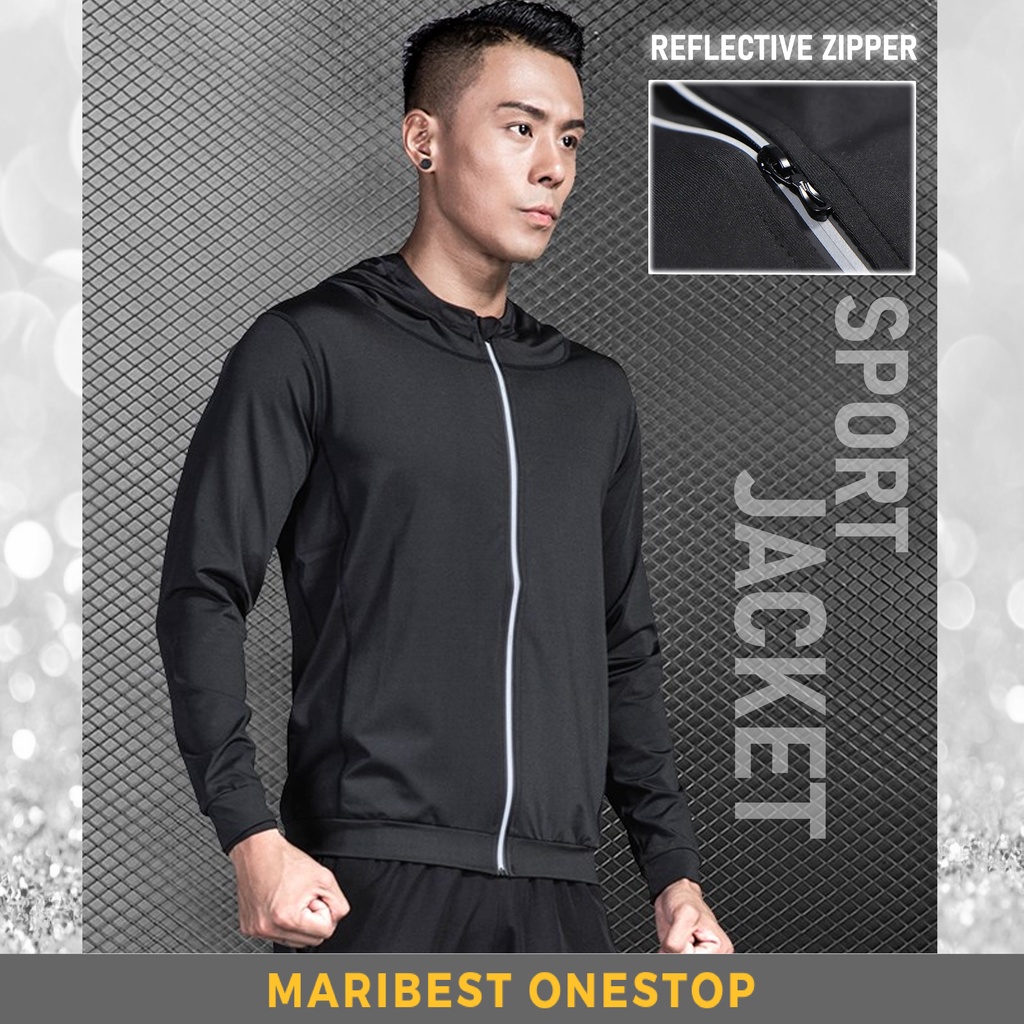 Sport Hooded Jacket From S-3XL Reflective Zipper Lightweight Jacket ...