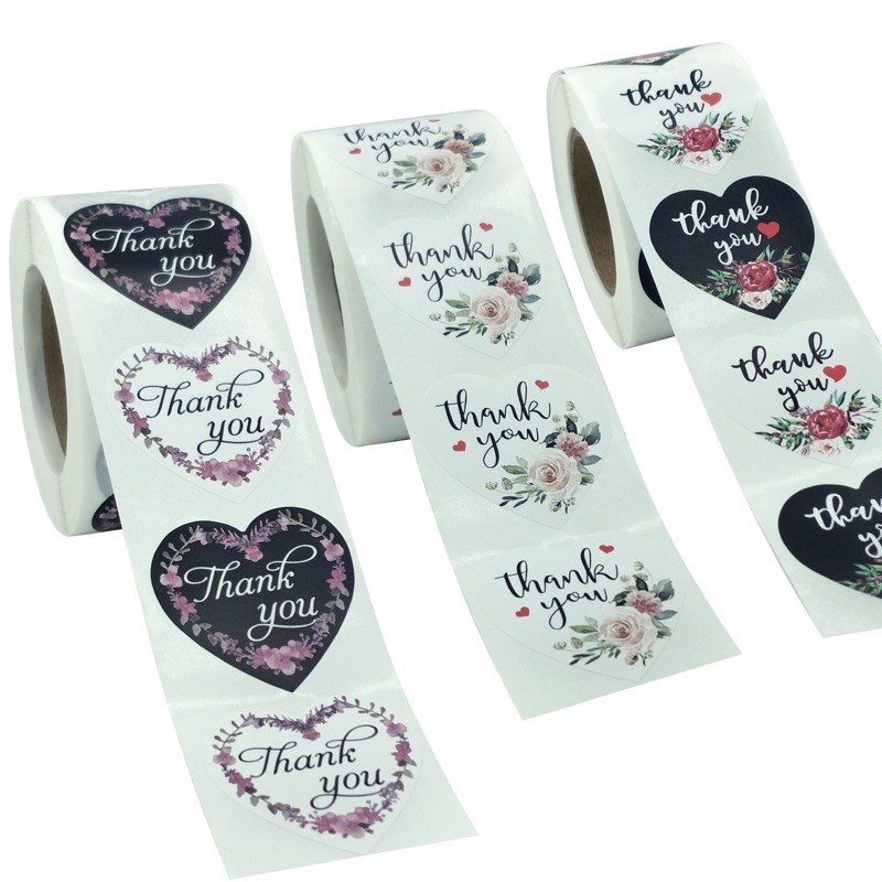 Ready Stock 500pcs/roll Thank You Quality Seal Label Round Circle Love ...
