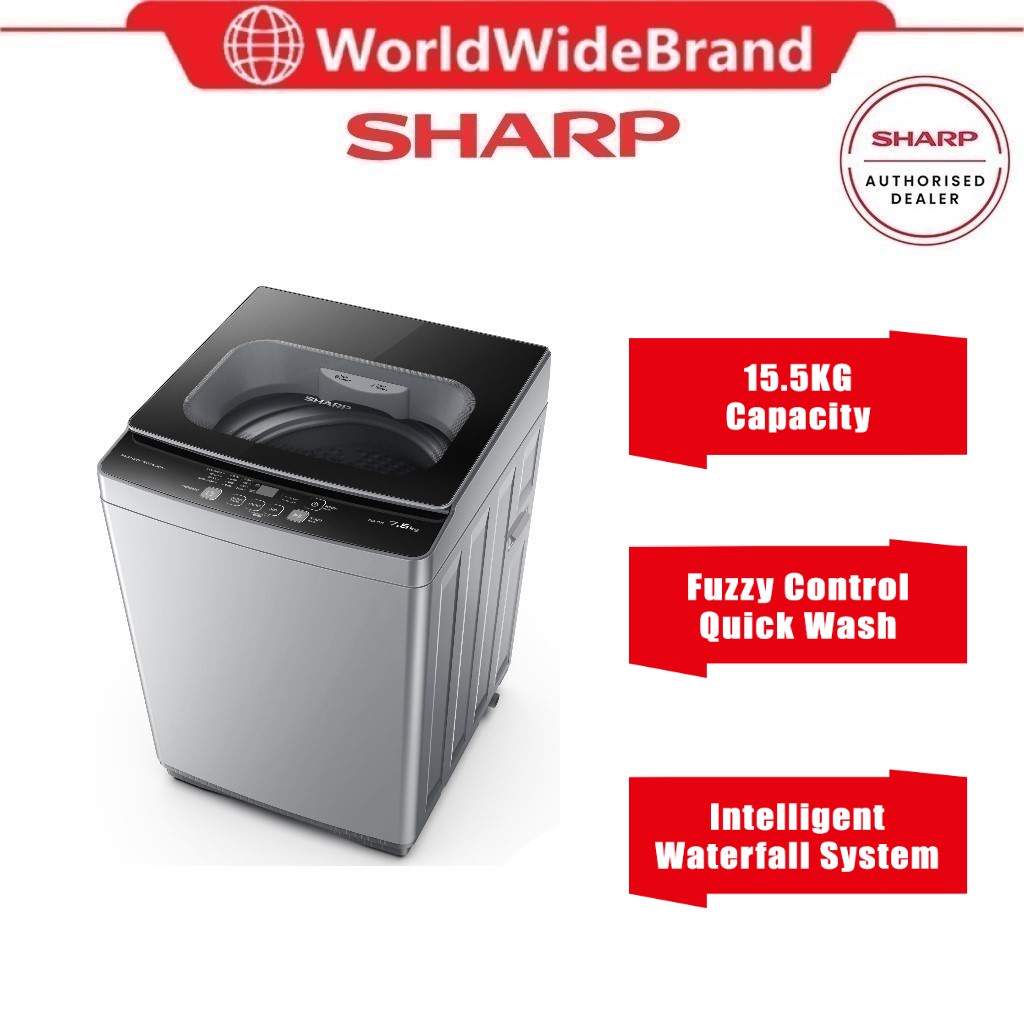 Sharp Washing Machine 9.5KG Fuzzy Logic Quick Wash Fully Auto Top Load Washer ESX9521 Washing Machine