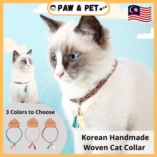 Korean Handmade Woven Cat Collar Adjustable Necklace Neck Strap Rantai ...