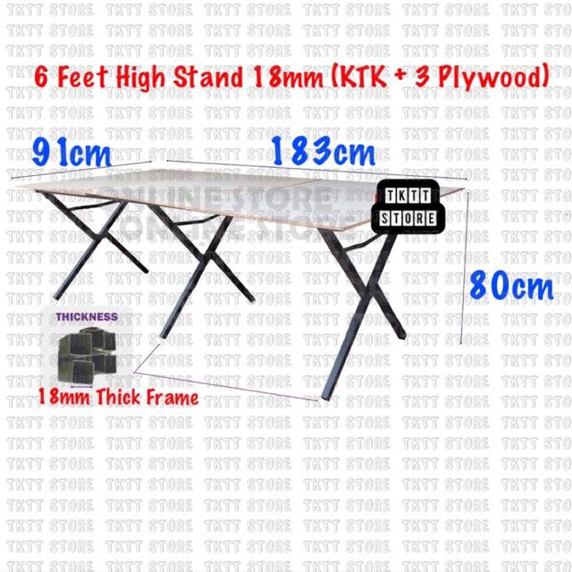 TKTT 18mm 0.75 Inch Night Market Foldable Table Rack Market Folding Table Stand Plywood Kaki Meja Besi Lipat Pasar Malam
