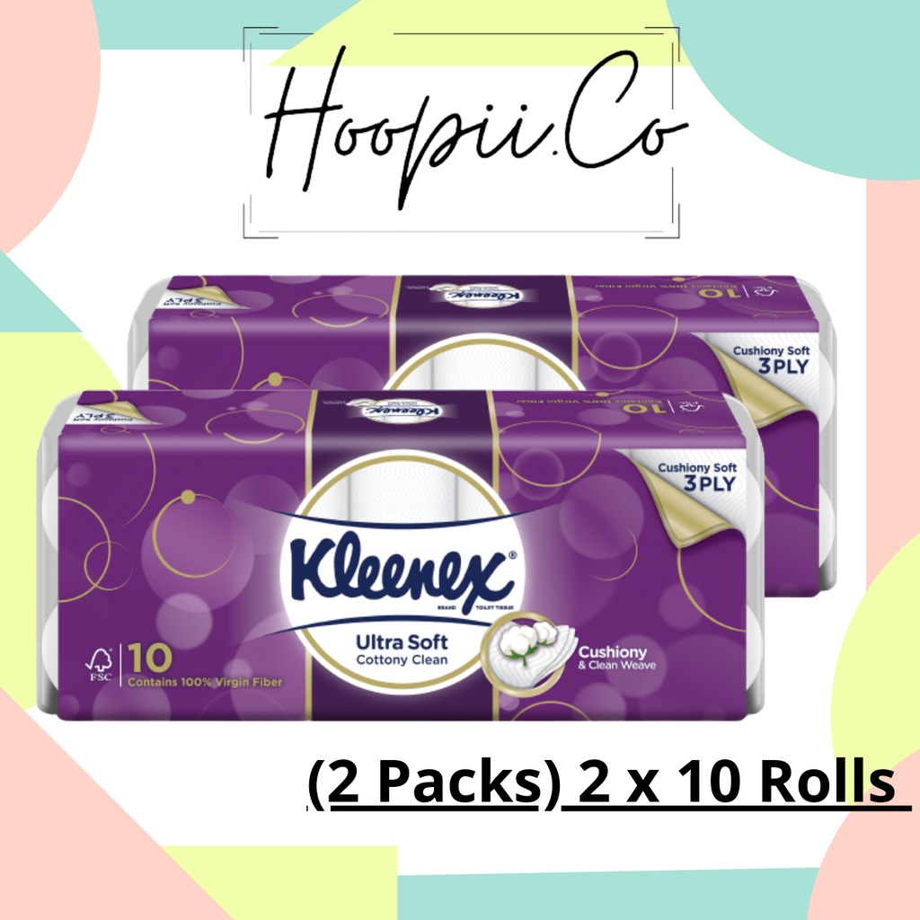 Kleenex Bath Tissue Clean Care Regular - 3 Ply (2 Packs x 10R) | Shopee ...