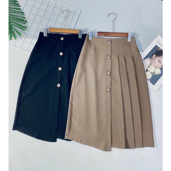 Pleated skirt with 4 buttons, a pleated skirt m86 long | Shopee Malaysia