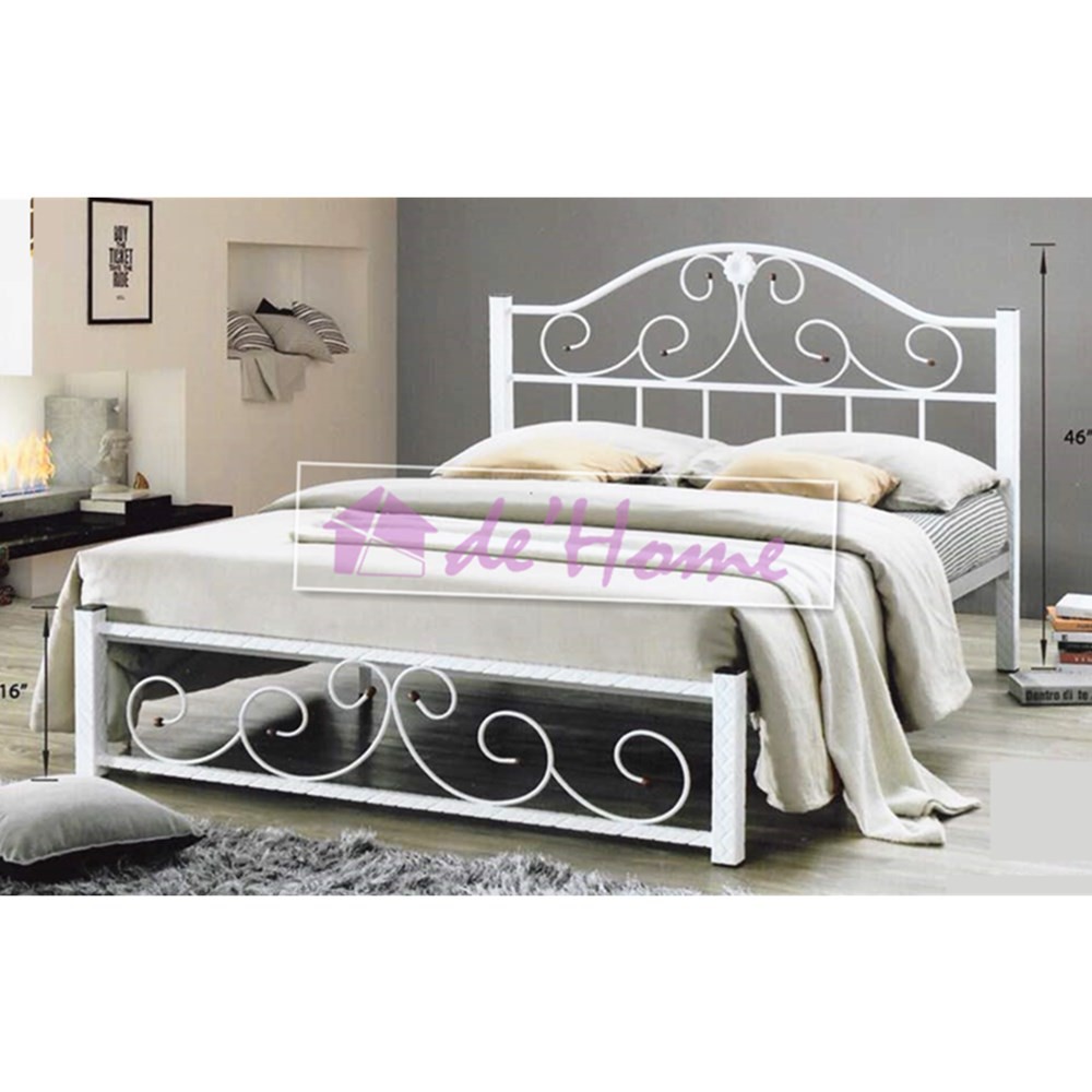 Dhome Queen Size Full Metal Bed With Super Base Frame (White) | Shopee ...