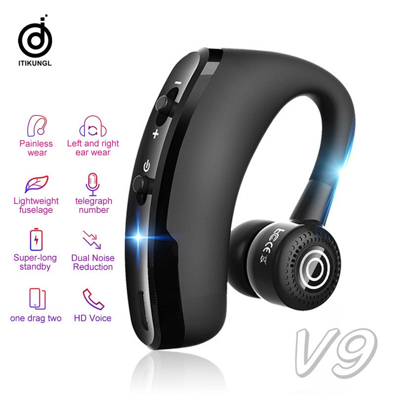 V9 headphone Ear Hanging Wireless CSR Business Driving Bluetooth Earphone  Stereo Voice