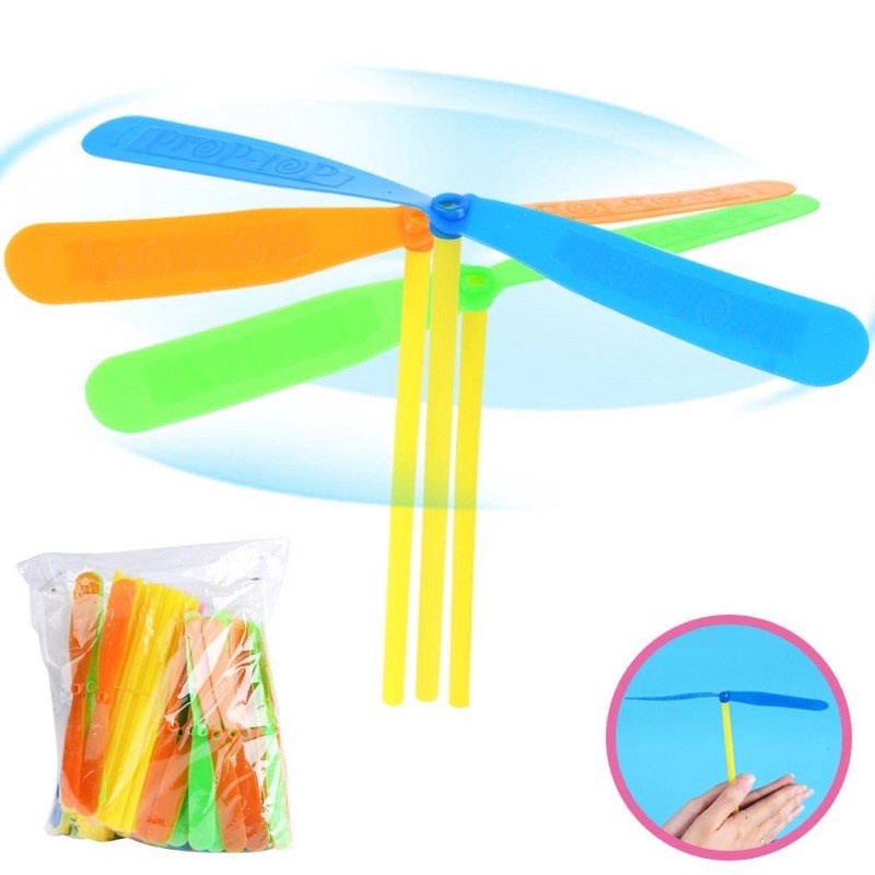 Flying Spin Bamboo Dragonfly Handcuffs Children's Toys Realeos Plastic Helicopter Bamboo