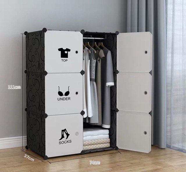Almari plastik Almari kotak Wardrobe Assembly Plastic bedroom