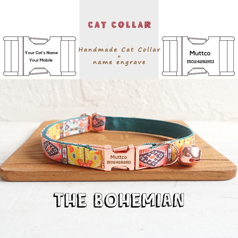 Personalized cat collar Custom kitten collar Laser engraving adjustable ...