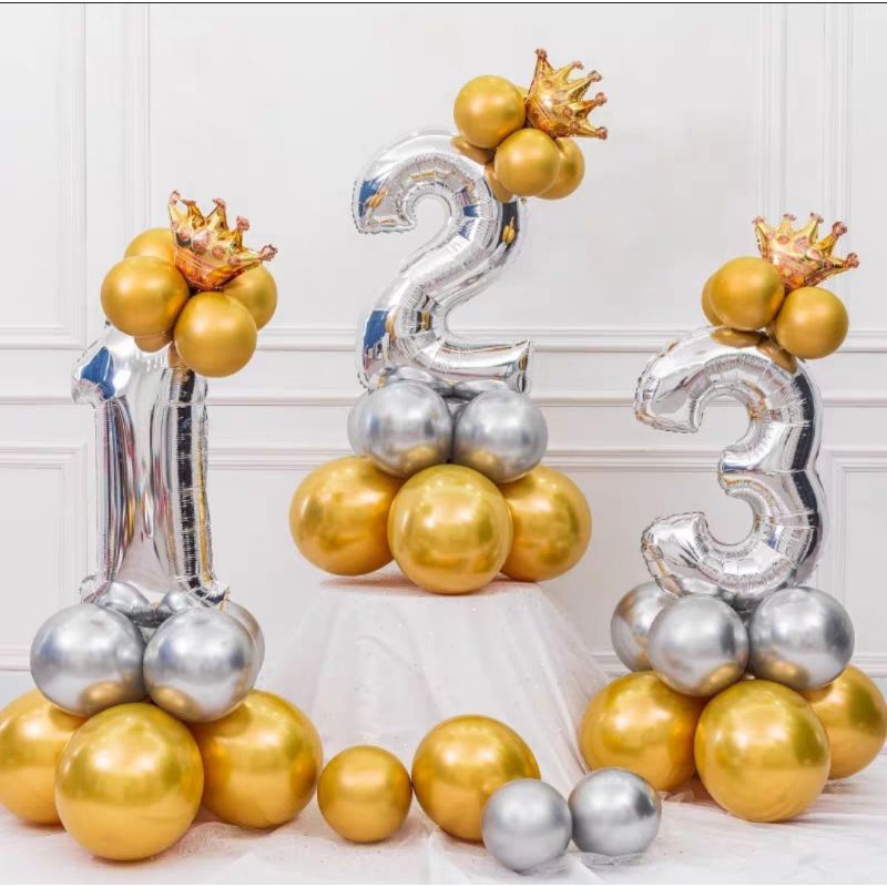 [READY STOCK] 32inch Number Gold Silver Balloons Foil Birthday Party ...