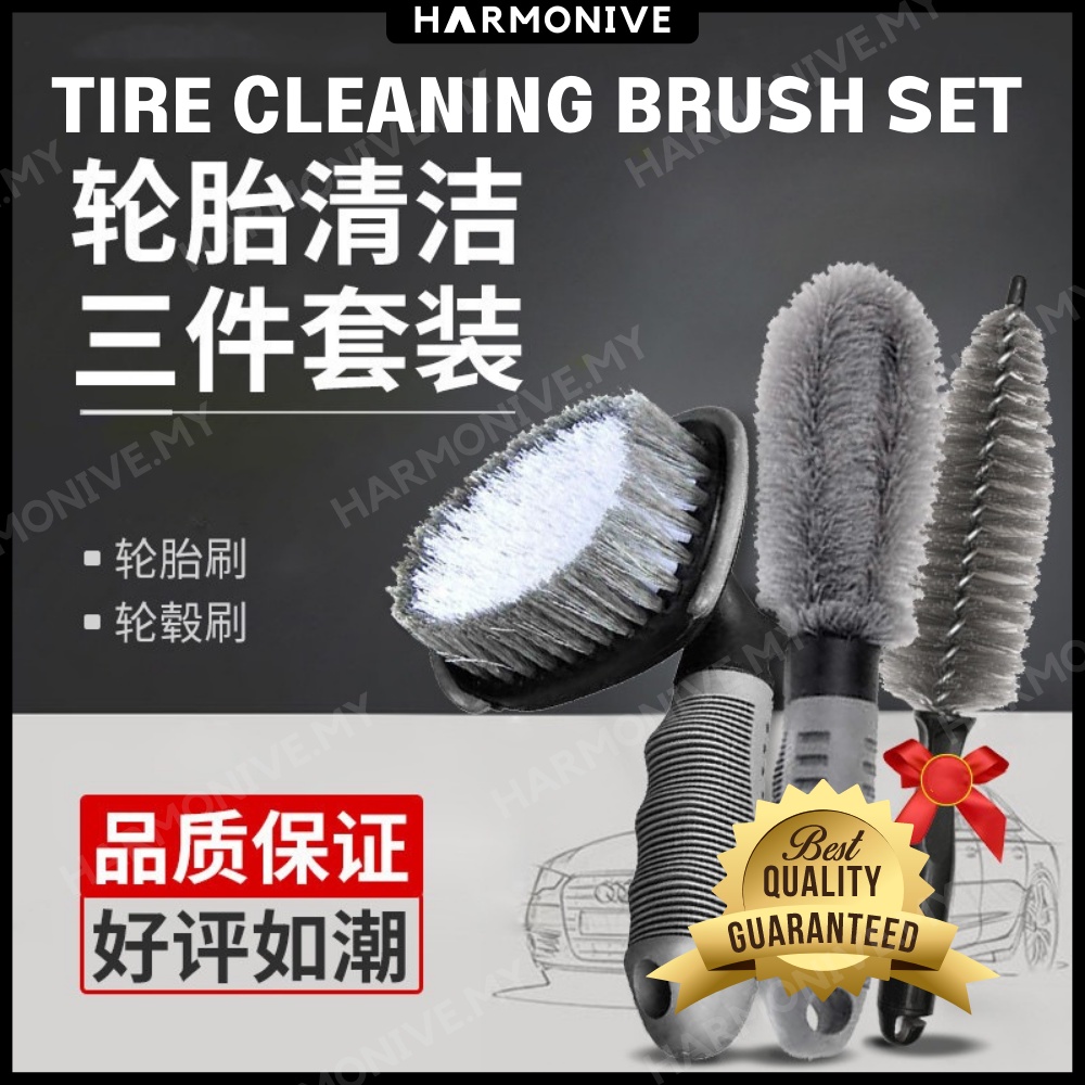 3IN1 Car Tire Rim Cleaning Brush Set Beris Cuci Tayar Cleaning Car Wheel Brush Tools