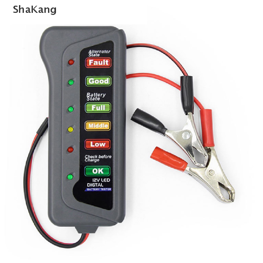 SKMY 12V Car Battery Tester Digital Alternator 6 LED Lights Display