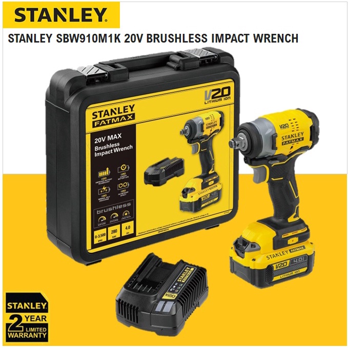 STANLEY 20V MAX FATMAX V20 BRUSHLESS CORDLESS IMPACT WRENCH (SBW910M1K ...