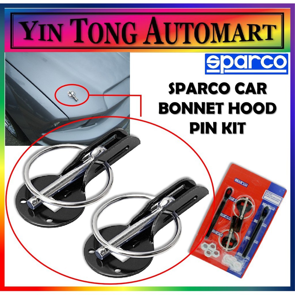 Universal Car Hardware Bonnet Hood Pin Plate Locks Ropes Appearance Kit