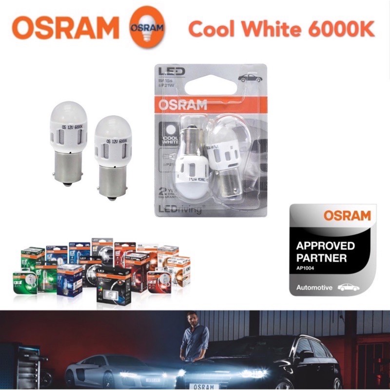 OSRAM P21W LED 12V BA15s LEDriving Cool White 6000K Car Bulbs 7356CW