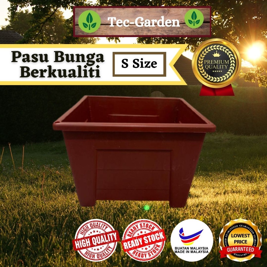 (Premium) Brown Square Plastic Flower Pot//Pasu Bunga Plastik Segi ...