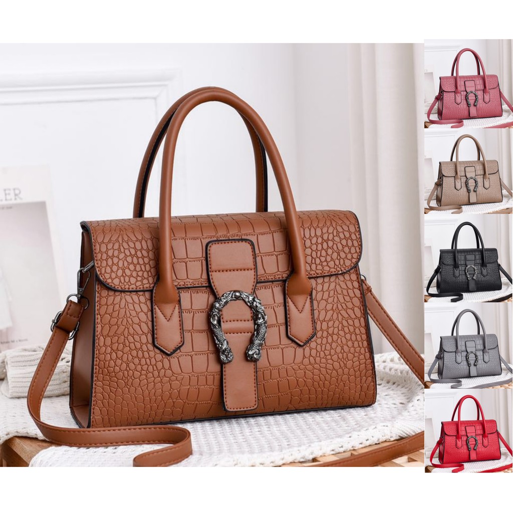 Crocodile Design Handbeg Wanita Women Girl Lady Leather Handbag ...