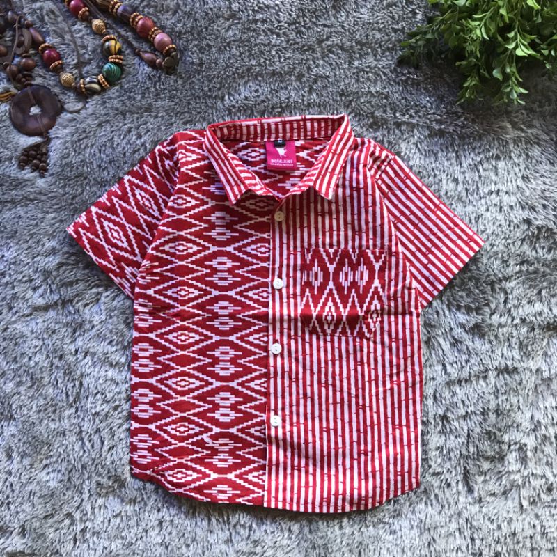 KATUN PUTIH KEMEJA MERAH Redzone Children's Batik Shirt Striated Red ...