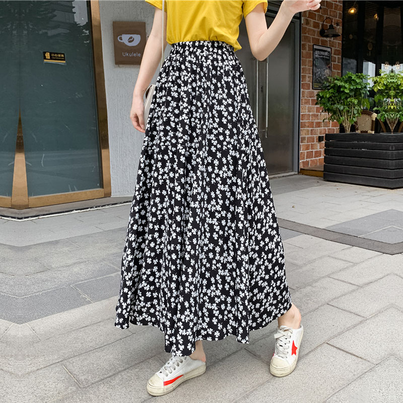 A Line Skirt Pangjang High Waist Skirt Kembang Women Skirt Maxi Skirts ...