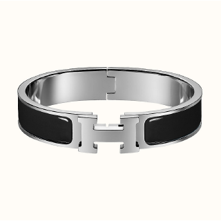 Hermes silver discount and black bracelet