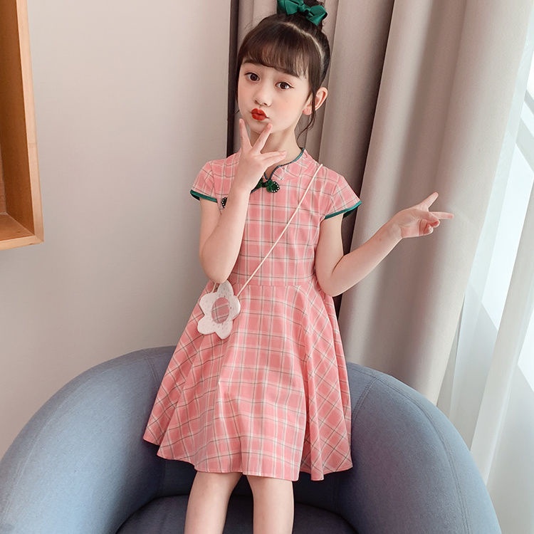 [READY STOCK]3-12Years Kids Girls Plaid Dress Cheongsam Hanfu Dress for ...