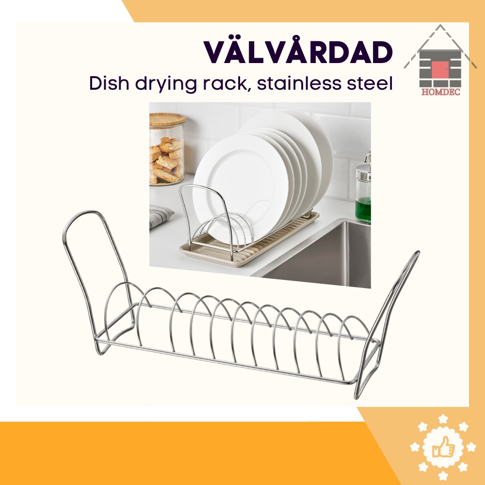 Dish drying rack, VÄLVÅRDAD, stainless steel, 12x32 cm - IKEA