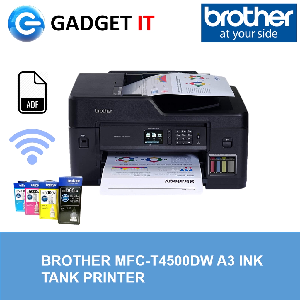 BROTHER MFC-T4500DW A3 INK TANK PRINTER WITH - PRINT,SCAN,COPY,WIFI ...