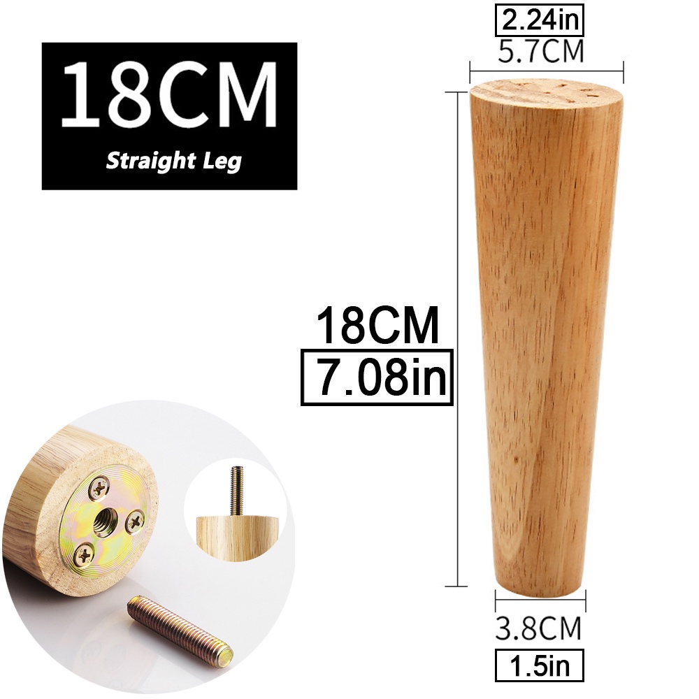 Nobao Oak Conical Furniture Leg M6/M8/M10 Screw Wood Sofa Leg for DIY ...