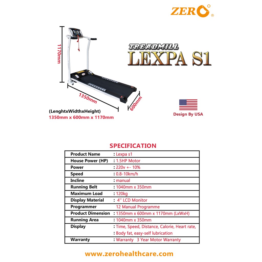 ZERO Brand Treadmill Lexpa S1 Shopee Malaysia