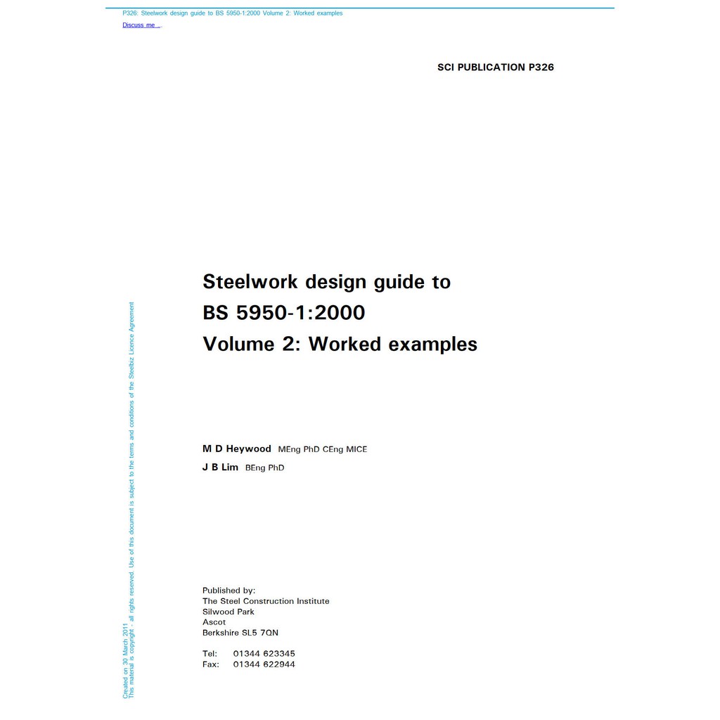 Steelwork Design Guide to BS 595012000 Worked Examples Vol 2 by Martin