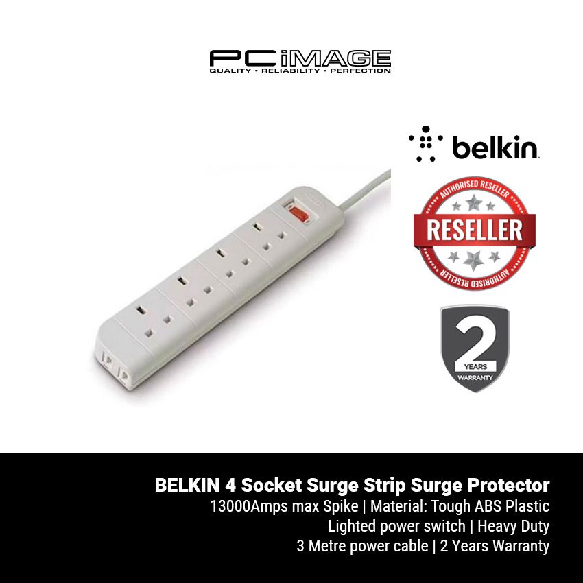 BELKIN 4 Socket Surge Strip Surge Protector | Shopee Malaysia