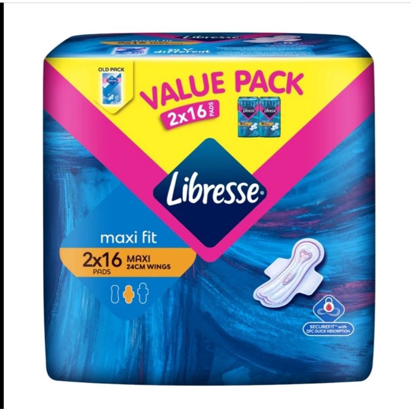 Libresse Maxi Fit Wing Sanitary Pads 2x16 (Tuala Perempuan) Shopee