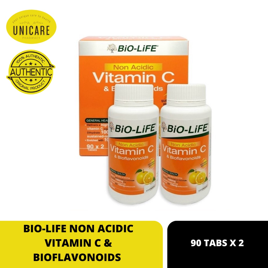 BIOLIFE NON ACIDIC VITAMIN C & BIOFLAVONOIDS 90S (TWIN PACK) Shopee