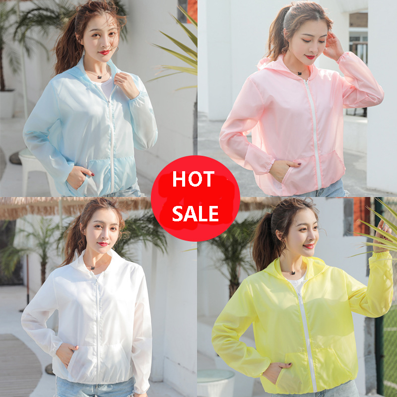 【READY】Anti UV Jacket Sun Protection Clothing Women Zipper Hooded