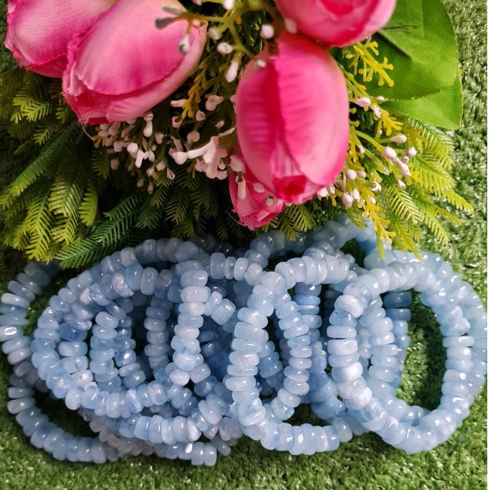 天然海蓝宝不规则算盘珠手串 NATURAL AQUAMARINE IRREGULAR ABACUS BEADS BRACELETS