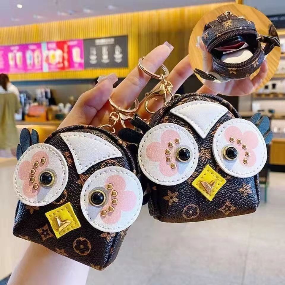 2022 New Style Big Eye Owl Creative Mini Coin Purse Keychain Student Young  Girl Small School Bag Fashion Accessories Trendy