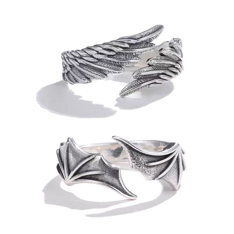 Angels and Demons Wings Rings Small Vintage Open Rings Couples Rings ...